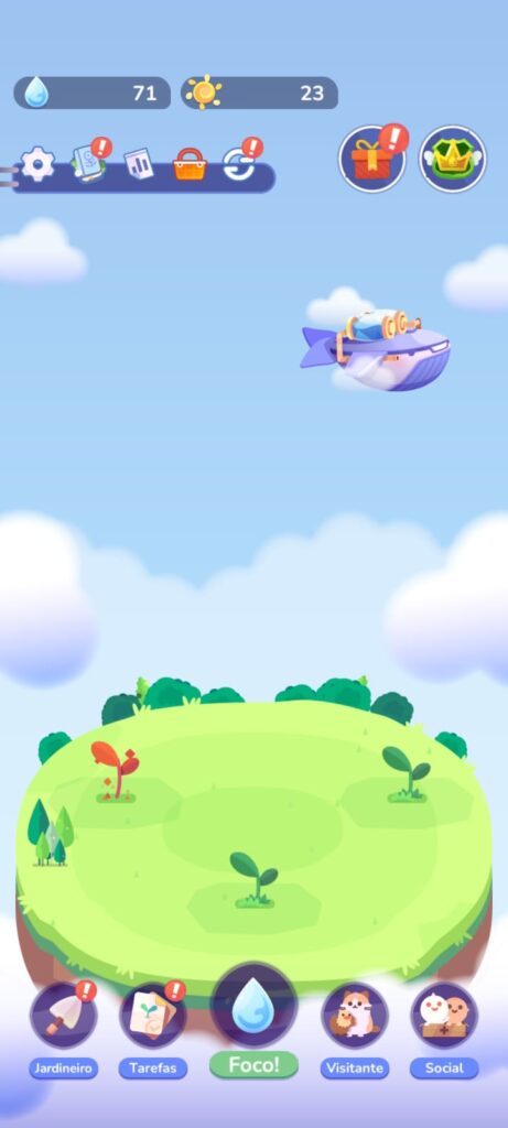 Plantas virtuais do app Focus Plant para foco