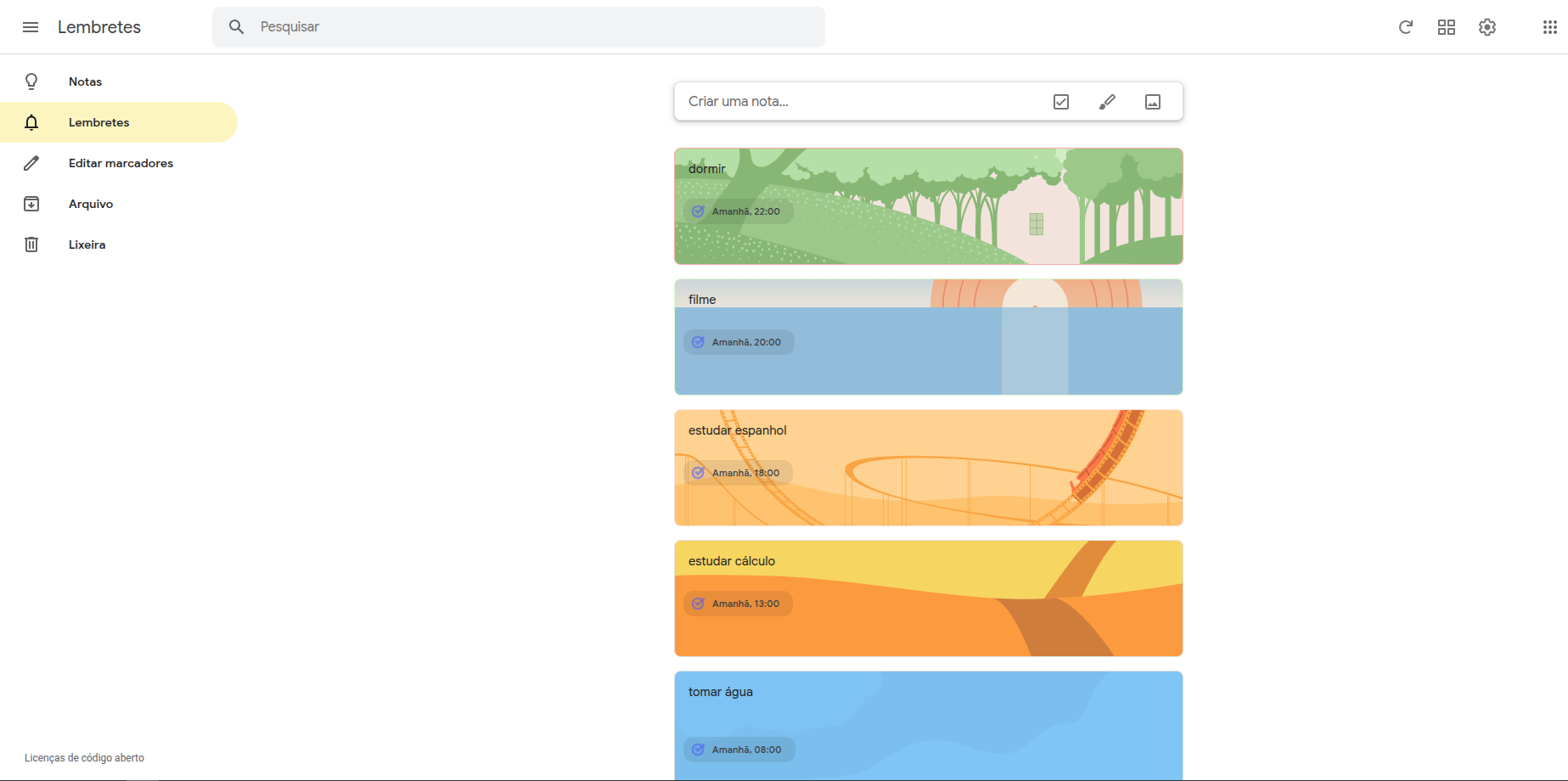 Notas coloridas no Google Keep