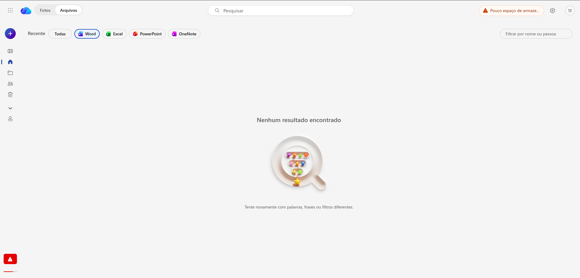 Captura de tela do OneDrive.