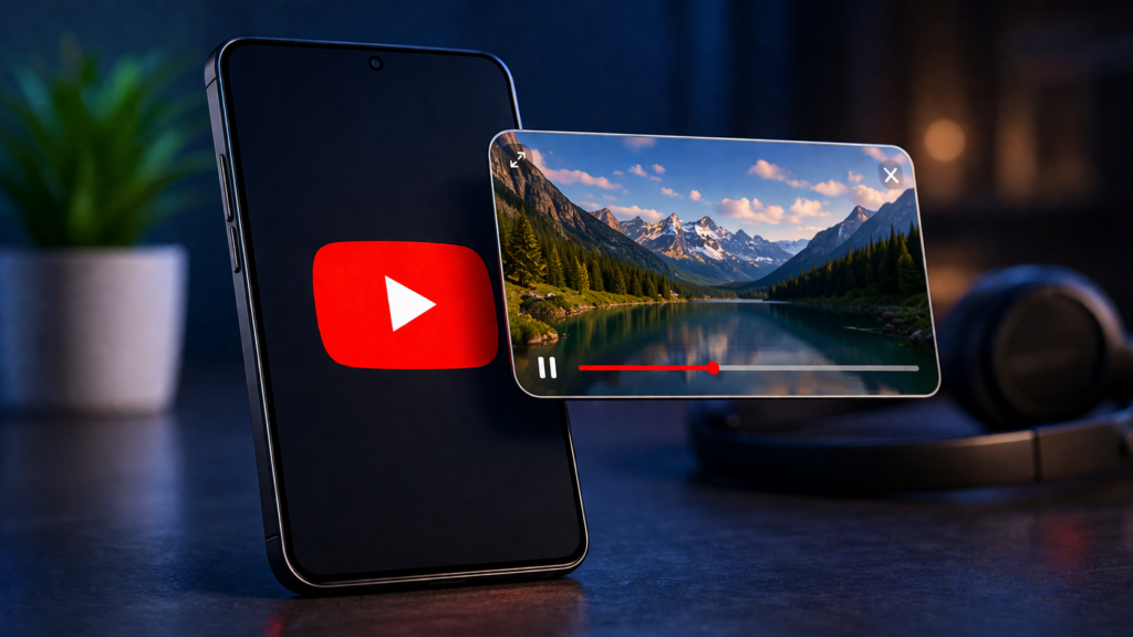 Arte demonstrando o Picture-in-Picture.