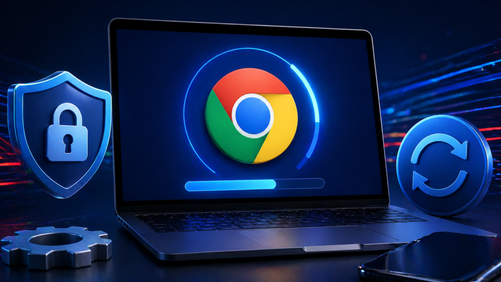 Arte representando a atualização do chrome.